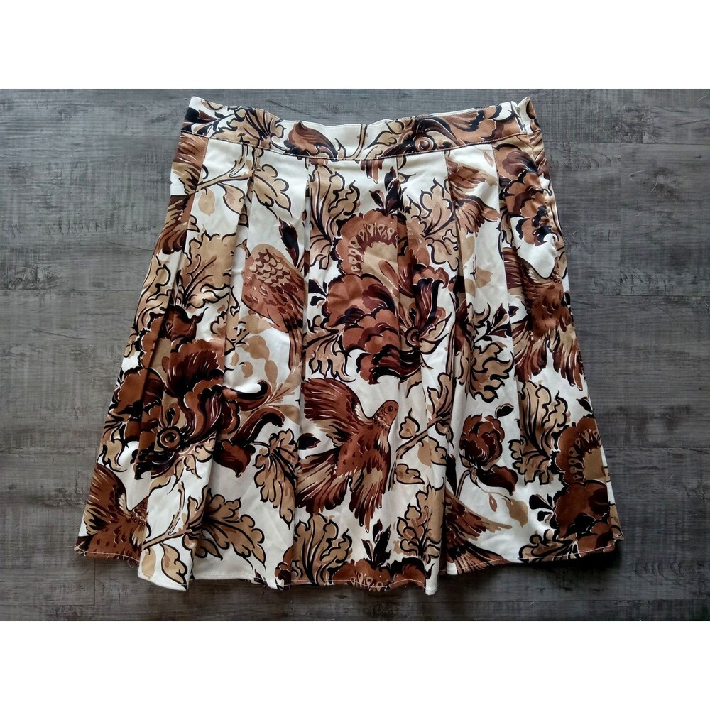 VTG Beebop & Wally 97% Cotton Bird Pheasant Pleated Circle Skirt Sz Medium